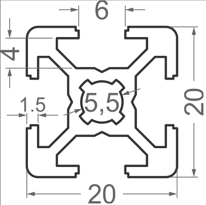 схема алюмінієвий профіль 20x20