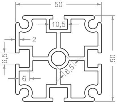 схема алюмінієвий профіль 50x50